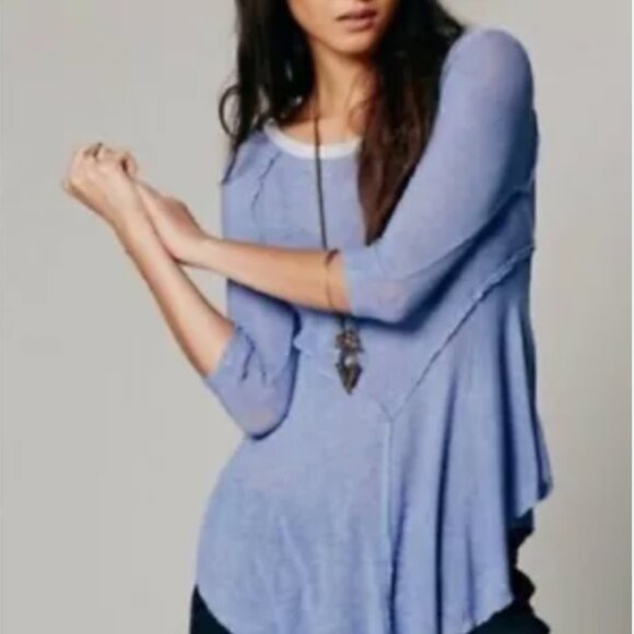 Free People Weekend Layering Top in Blue Small - Picture 1 of 7